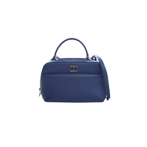 CHANEL Handbags - CHANEL Navy Satchel with Gold Accents